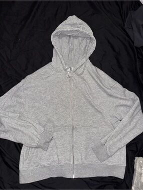Gray H&M zip up over sized hoodie sz S